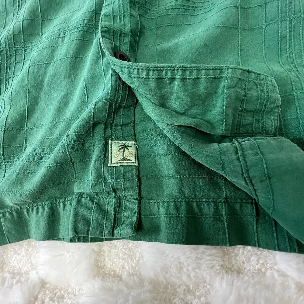 Tommy Bahama 100% Silk Shirt Mens XL Green Short Sleeve Button Up Hawaiian - Picture 8 of 8